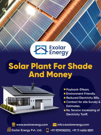 A solar plant provides both shade for your roof and money in your pocket, with a typical payback period of 5 years and reduced electricity bills.