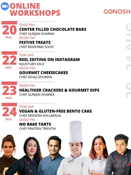 This schedule highlights the diversity of my workshops, including festive treats, gourmet cheesecakes, and even a class on reel editing for Instagram. There's something for everyone.