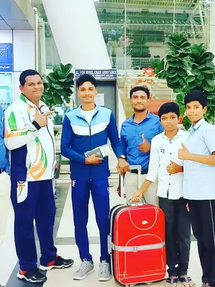 Being wished well by family and friends at the airport before leaving for an international competition. Their support means everything to me.