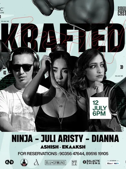 The flyer for "Krafted," a Soul Cast event at Hyatt Centric, Bangalore. This night featured a high-energy lineup with international and local artists, representing the quality we strive for.