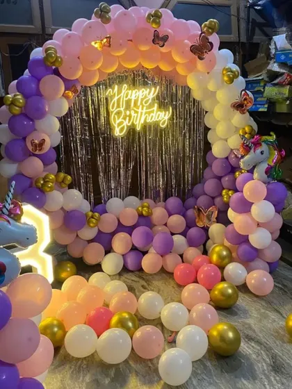 Another angle of the 8th birthday setup.