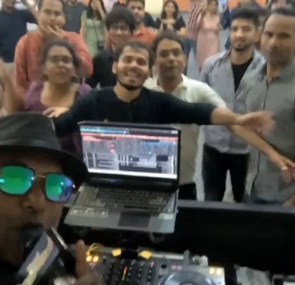 A selfie with the amazing team from Mathworks. I was called back on demand to DJ their corporate event, and the energy was fantastic.