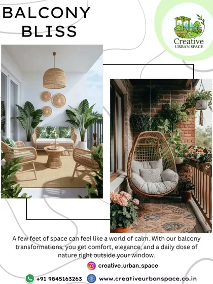 This is what I call 'Balcony Bliss'. I believe even a few feet of space can become your personal world of calm. Here, I used a mix of natural textures, a comfortable swing chair, and hanging plants to create a cozy, elegant escape from the city buzz.