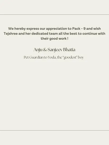 Yoda's guardians wishing us the best and expressing their appreciation for our dedicated team.