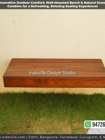 A duplicate image of the custom floating wooden bench.