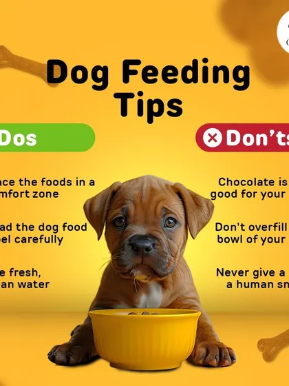 Here are our simple dos and don'ts for dog feeding. Always use clean water and read food labels, but remember to avoid human snacks and overfilling their bowl.