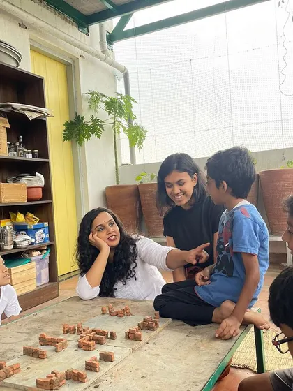 Our founder Bhavana and a facilitator engage with the children, discussing their ideas for the marketplace model. We foster an environment of dialogue and mutual respect.