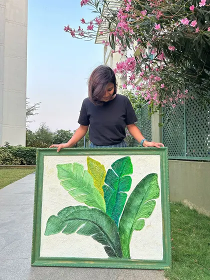 This post is dedicated to myself and my progress. Holding my renovated banana leaf painting, I feel proud of the decision to follow my passion.