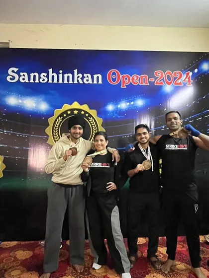 Four of our champions pose with their medals at the Sanshinkan Open 2024. We are incredibly proud of their performance.