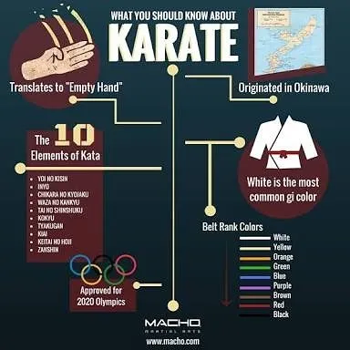 For those new to the art, this infographic provides a quick look at the history of karate, the structured belt ranking system we follow, and the ten core elements of kata.