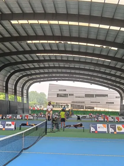 A view of our courts set up for the Tabebuia Open, a major wheelchair tennis tournament. We are proud to host prestigious events that bring the national and international tennis community together.