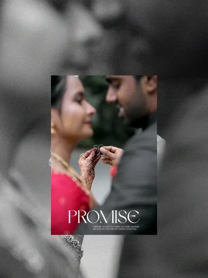 A close-up on the exchange of rings, symbolizing the promise of a lifetime together, set against a soft-focus background of the couple.