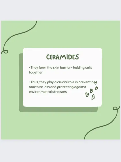 Ceramides are lipids that form the skin barrier, holding cells together to prevent moisture loss and protect against environmental stressors.