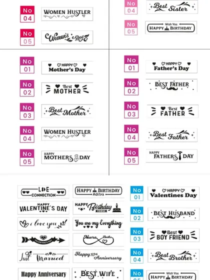 This chart shows some of the pre-set message options you can add to your gifts for occasions like Mother's Day, Father's Day, birthdays, and anniversaries.