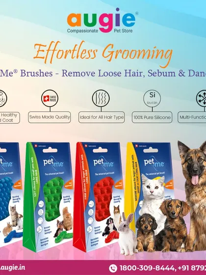 My Pet+Me brushes make grooming effortless. They are made with Swiss quality, are ideal for all hair types, and the 100% pure silicone design is both multi-functional and promotes a healthy coat.