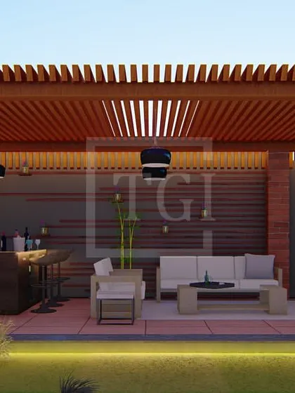 A duplicate of ID 157, this render shows the covered lounge and bar area in the Gurgaon project.
