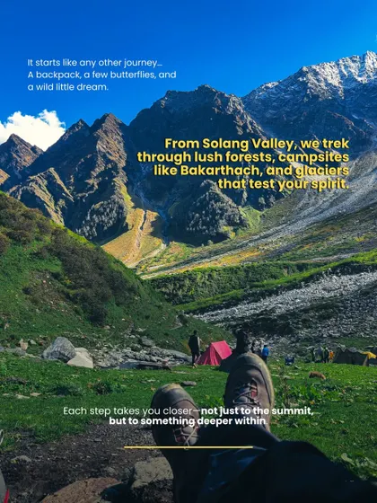 The journey to Friendship Peak starts in the lush Solang Valley. The trek takes you through forests and across glaciers, testing your spirit with every step.