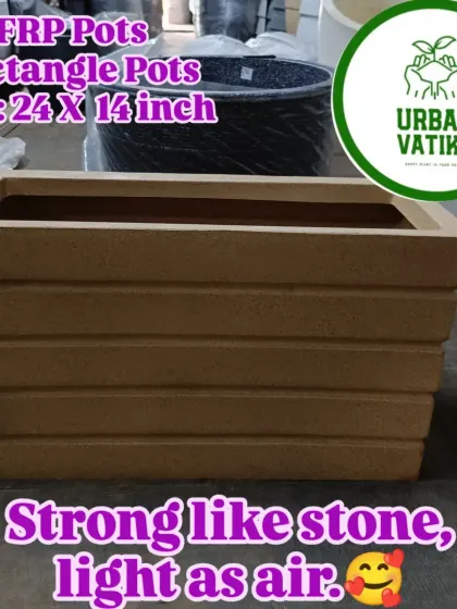 This FRP rectangular pot is strong like stone but light as air, making it easy to move around.