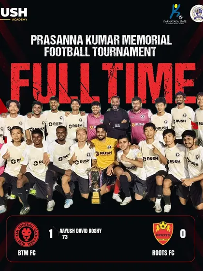 The full-time result from the final. A hard-fought 1-0 victory against a very good Roots FC side. This milestone win was earned through persistence and teamwork.