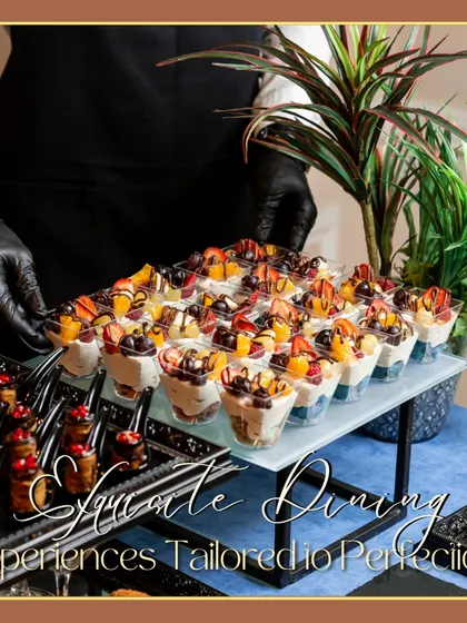 I provide exquisite dining experiences tailored to perfection. My staff is trained to offer attentive service, like presenting these beautiful fruit dessert cups to your guests.