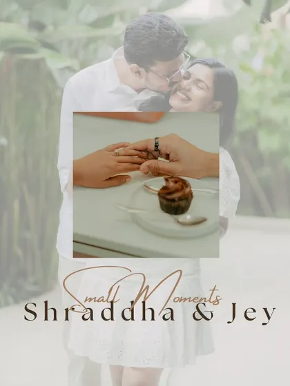 A creative shot focusing on the engagement ring, with the couple blurred in the background. This artistic composition highlights the symbol of their love.