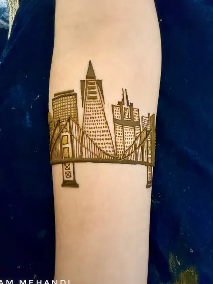 The cityscape outline with some initial shading added. This step starts to give the buildings depth and dimension.