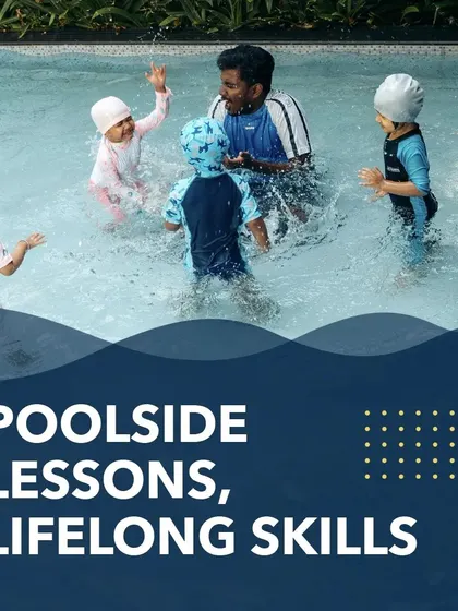 Poolside lessons lead to lifelong skills. We introduce toddlers to water in a fun, group setting to build comfort and social skills.