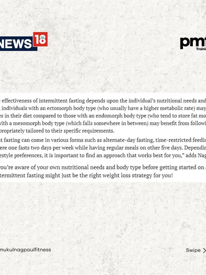 Is intermittent fasting right for you? In this News18 article, I discuss the pros and cons, explaining how its effectiveness depends on your individual body type and nutritional needs.
