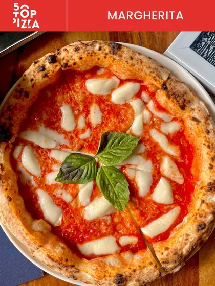 Our classic Margherita, another award-winning pizza from our menu.