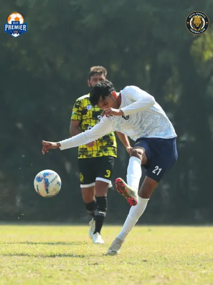 A powerful shot captured in motion, showcasing the striking technique of our players.