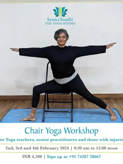 Explore the wonderful world of chair yoga in my 3-day workshop. It is perfect for yoga teachers, senior practitioners, or anyone with injuries who wants to learn how to adapt poses with the support of a chair.