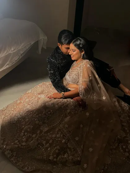 A tender moment captured forever. The bride's soft, glowing look is perfect for these intimate and romantic photos.