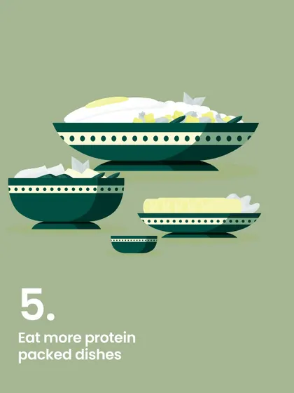 Eating more protein-packed dishes is another key tip, especially in winter. Protein helps keep you full, supports muscle health, and provides sustained energy.