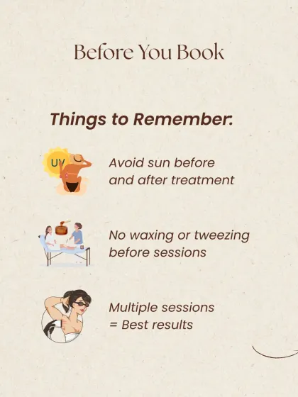 To ensure your treatment is safe and effective, there are a few key things to remember before you book. This guide outlines important pre-treatment steps, such as avoiding sun exposure and refraining from waxing or tweezing, to prepare your skin for the best possible outcome.