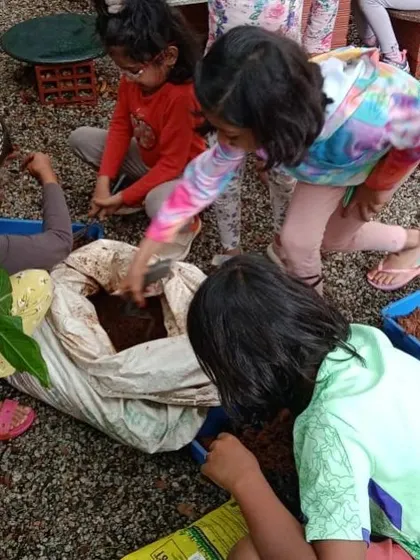 A collection of moments from our various hands-on science activities, showing children deeply engaged in learning through doing.
