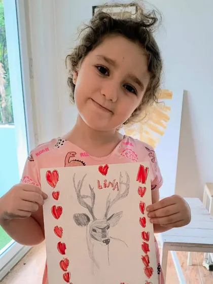 Lina drew this wonderful pencil sketch of a deer, adding a personal touch with a border of red hearts. It’s a sweet and heartfelt drawing that represents the creative spirit I love to celebrate. (Note: Media 12 is a duplicate and is covered by this entry).