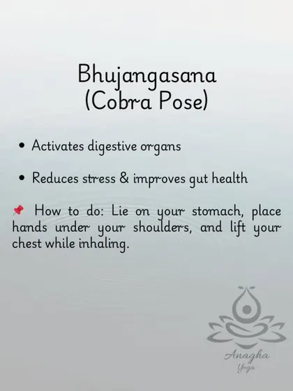 Bhujangasana (Cobra Pose) helps with IBS by activating digestive organs and reducing stress, which is a major contributor to poor gut health.