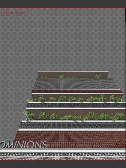 A conceptual illustration for the 'Craig Park' mixed-use facade, exploring the layering of steel sections and traditional Jaali patterns.