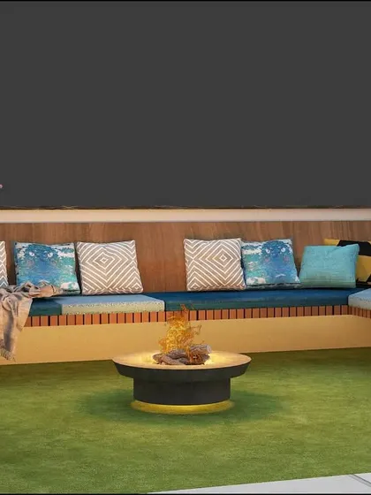 A close-up of the cozy sunken seating area, perfect for family gatherings.