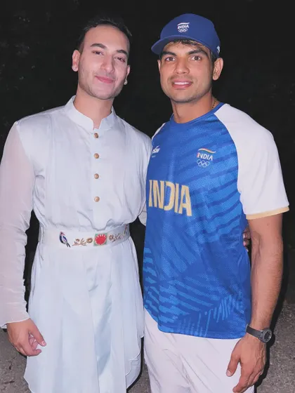 With Olympic silver medalist Neeraj Chopra in Paris. I enjoy celebrating Indian excellence on the world stage.