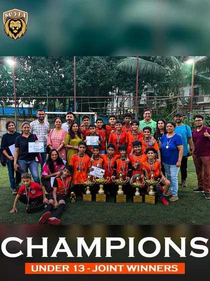 Celebrating a shared victory as Under 13 Joint Winners. This photo captures the joy and camaraderie that defines our academy.