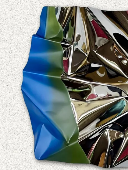 The gradient on this piece was carefully applied to create a seamless transition from green to blue.