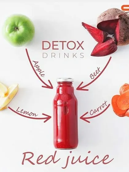This red detox juice, made with beetroot, carrot, apple, and lemon, is perfect for beating the summer heat. It's packed with antioxidants and vitamins to help you feel energized and refreshed. It's worth a try.