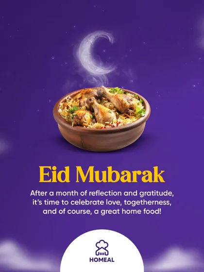 Eid Mubarak! After a month of reflection, it's time to celebrate love, togetherness, and of course, a great home-cooked meal. May your table be filled with delicious biryani and happiness.