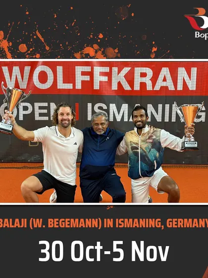 Another victory on the historic European tour: Balaji and partner winning in Ismaning, Germany.