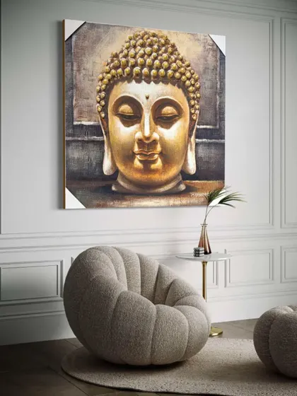 Add a sense of peace and tranquility to your space with this 3D embossed canvas painting of Buddha. The raised, textured details on the 32x32 inch artwork make it a visually striking and serene masterpiece.