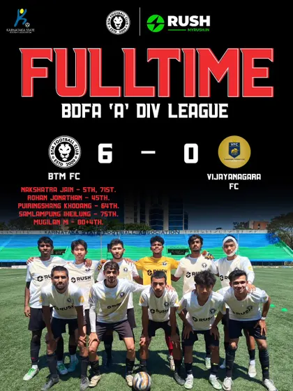 Another dominant performance, this time a 6-0 win over Vijayanagara FC. A good day for the team and another step forward.