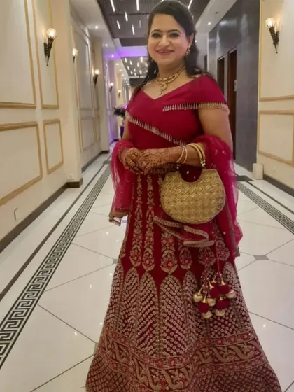 Here is one of the three beautiful ways my client repurposed her bridal lehenga. By changing the blouse and drape, we created a completely new, event-ready outfit without buying anything new.