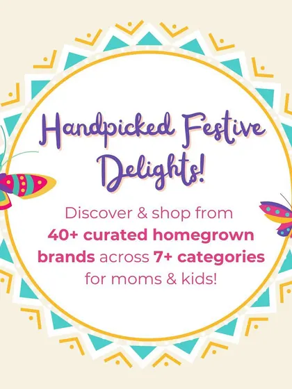 A graphic emphasizing the "Handpicked Festive Delights" from over 40 curated homegrown brands.