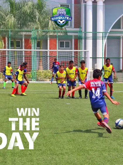 The focus and technique required for a perfect free-kick. This is where practice turns into an opportunity to win the day.